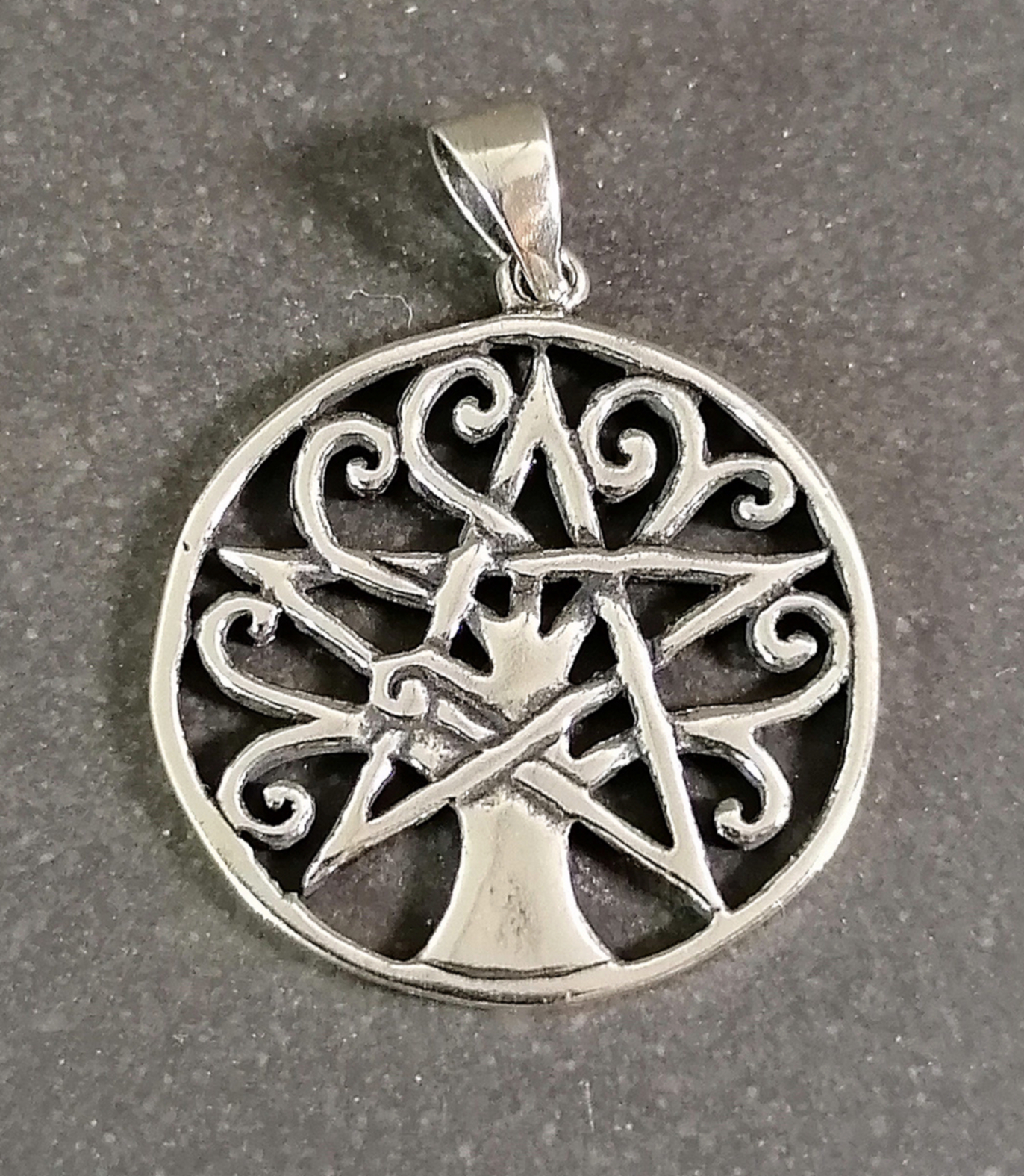 Hänge i Silver - Livets Träd med Pentagram