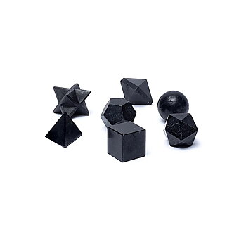 Svart turmalin helig geometri 7-delad uppsättning (ca 2 cm)