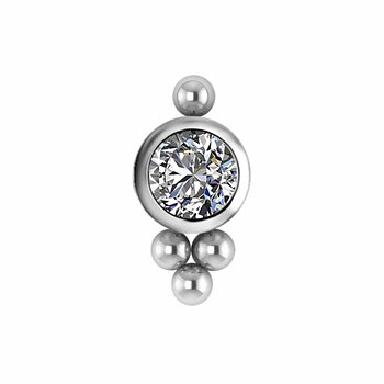 Topp till invändigt gängad labret kristall 4 mm - titan