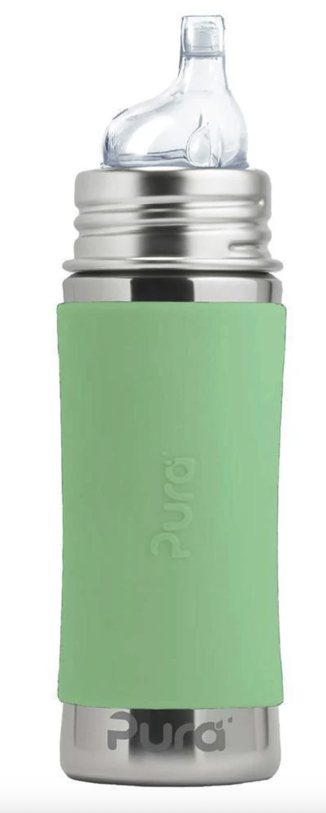 Pura tudflaske 325ml rustfrit stål med silikonecover - Moss