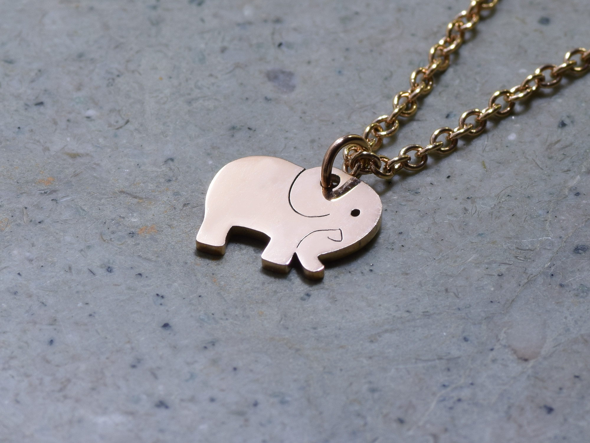 Elfant Halsband Roséguld Rostfritt Stål, Akrika Hänge, Elefantälskare Accessoar, Djur Smycke - 3