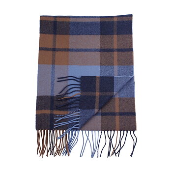Halsduk med fransar i 100% merinoull från Amanda Christensen 30 x 180cm , rutig navy