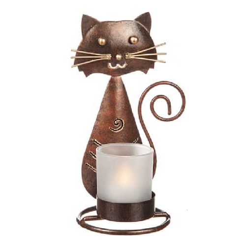 Katt o Ljuslykta, hamrad plåt - 4