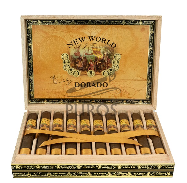 Aj Fernandez New World Dorado Corona Open Cigar Box 10p
