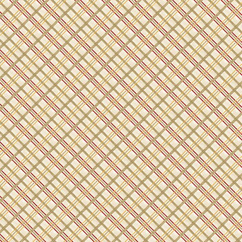 Cream Diagonal Plaid - Garden Gate Roosters (30 x 110 cm)