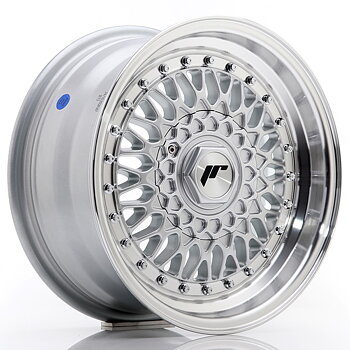 15" JR Wheels JR9 - Silver Machined Lip - Silver Rivets