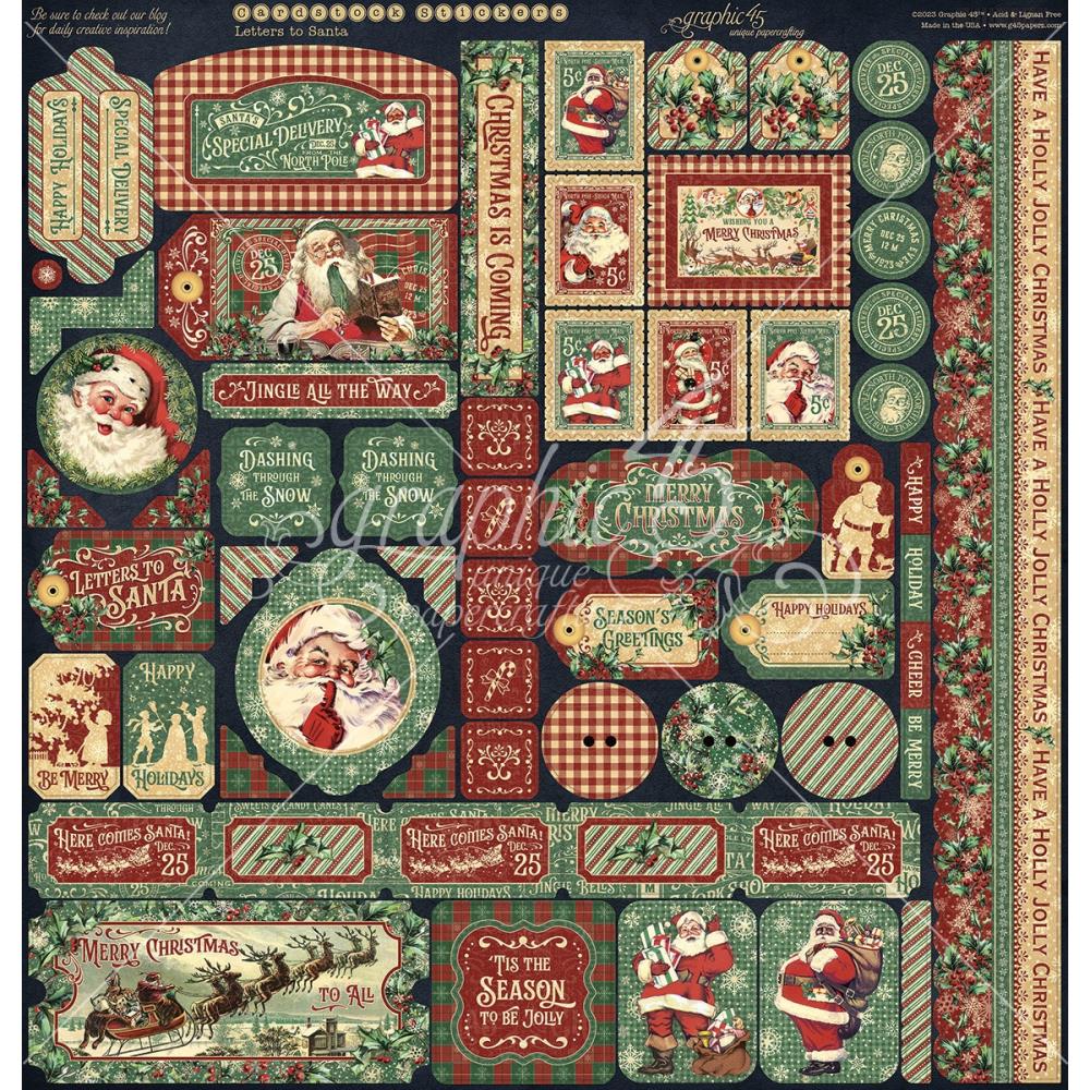  Graphic45 - Letters To Santa incl, Stickers - Collection Pack 12x12 - 2