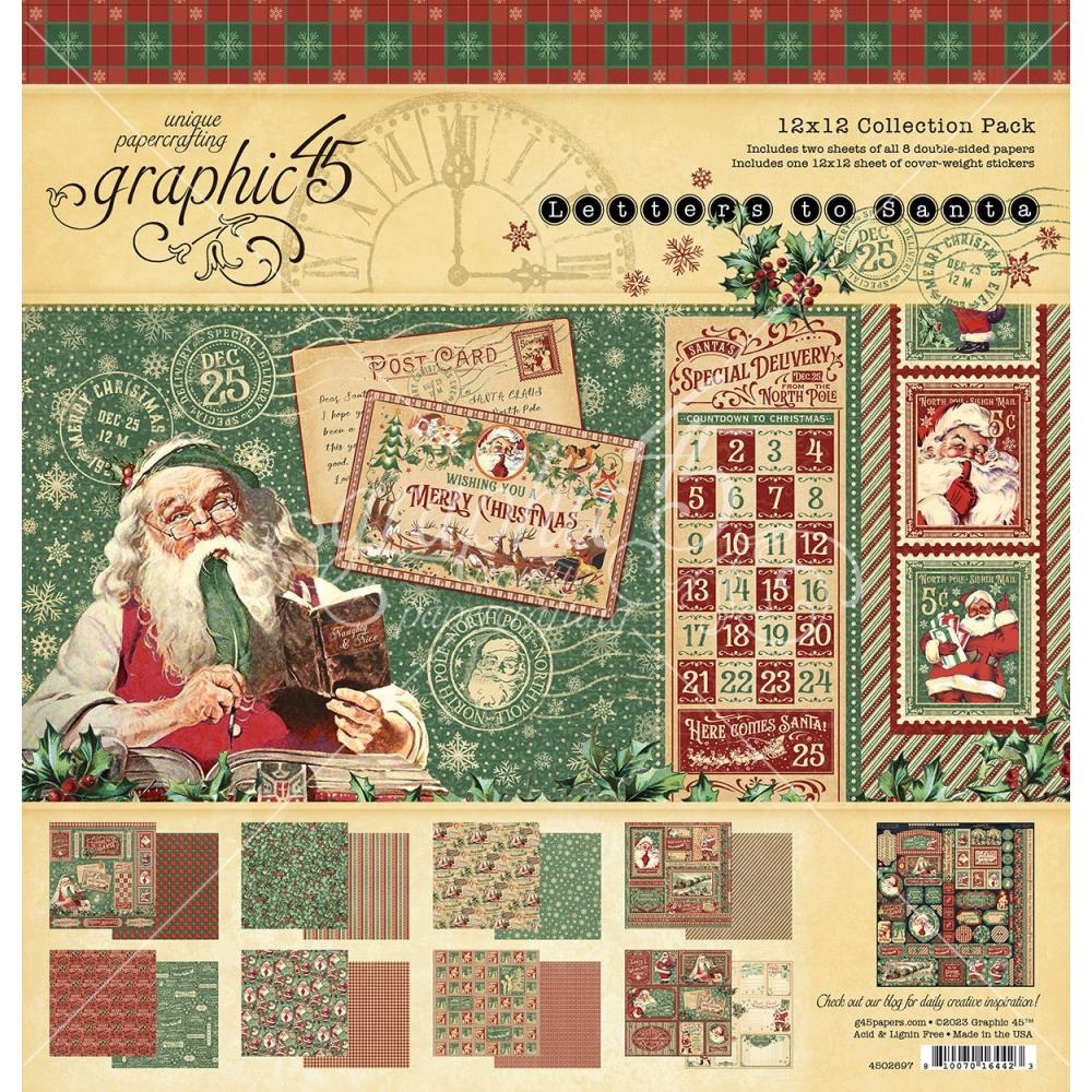  Graphic45 - Letters To Santa incl, Stickers - Collection Pack 12x12
