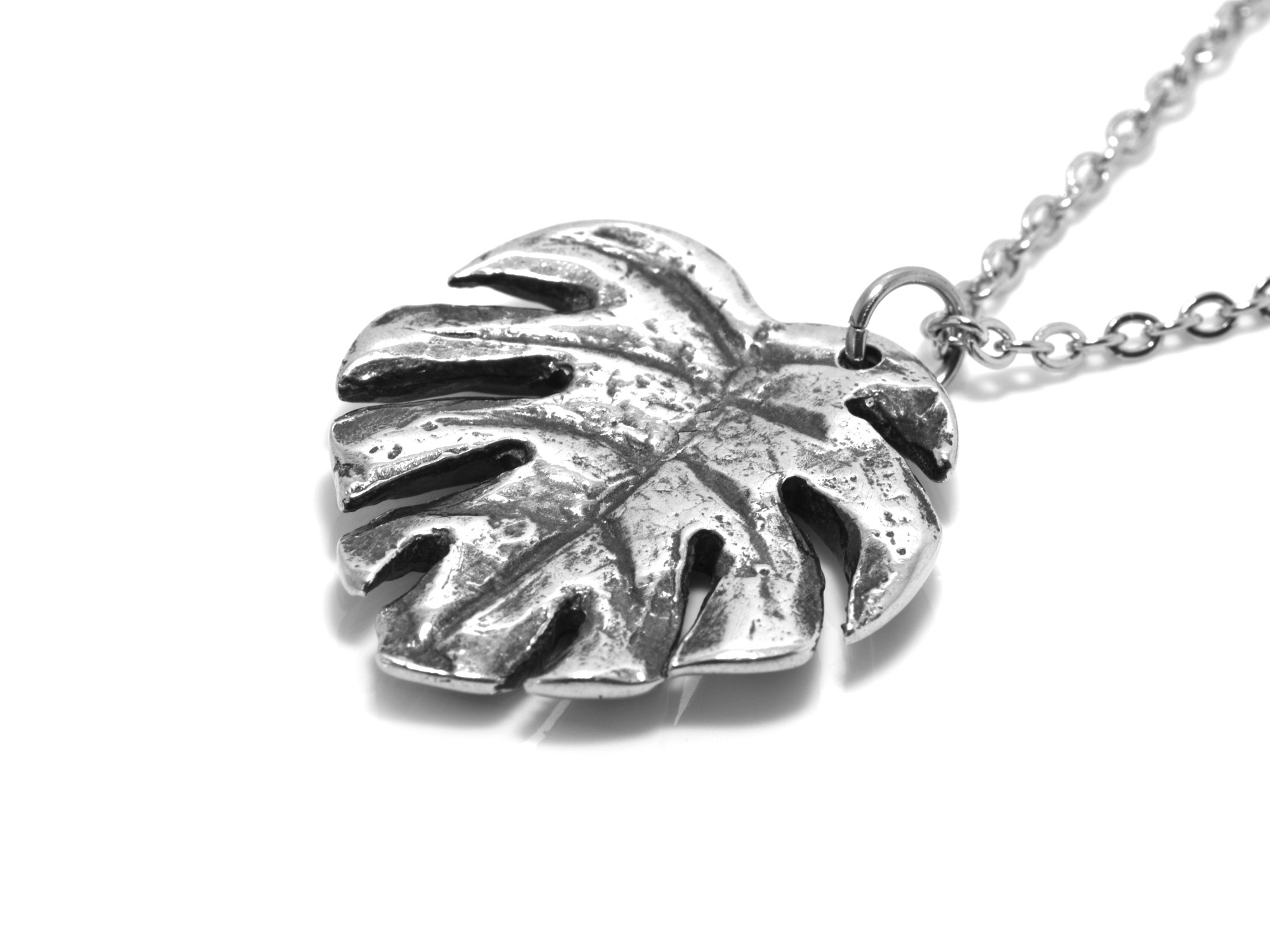 Monstera Blad Halsband, Natur Smycke i Tenn - 3