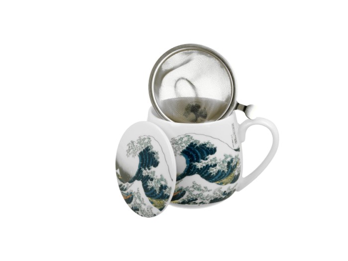Hokusai : The Great Wave -  Mugg Barrel med tesil och lock i presentask - 2