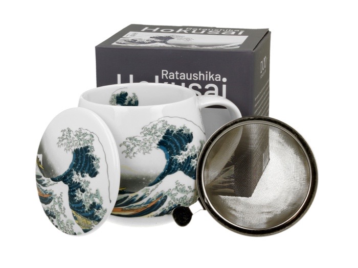 Hokusai : The Great Wave -  Mugg Barrel med tesil och lock i presentask