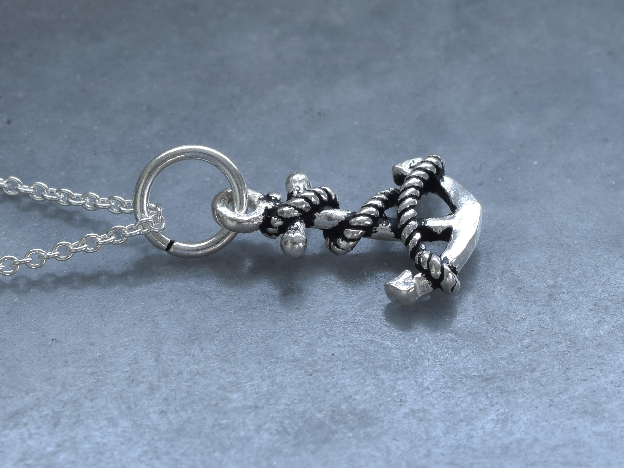 Ankare med Rep Halsband i 925 Silver, Båt Hänge, Sjöman Accessoar, Ankarsmycke - 3