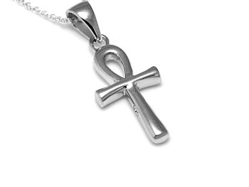 Ankhkors Halsband i Äkta 925 Silver, Egyptisk Symbol för Livet Hänge, Ankh Smycke