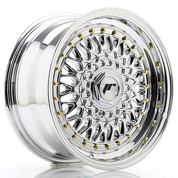 15" JR Wheels JR9 - Chrome - Gold Rivets