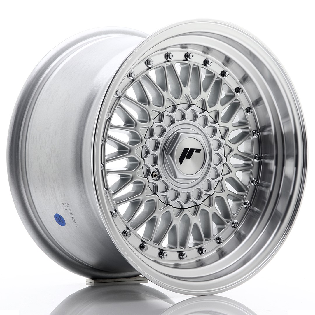 16" JR Wheels JR9 - Silver Machined Lip - Silver Rivets - 3