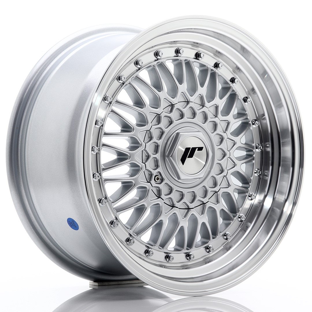 16" JR Wheels JR9 - Silver Machined Lip - Silver Rivets - 2
