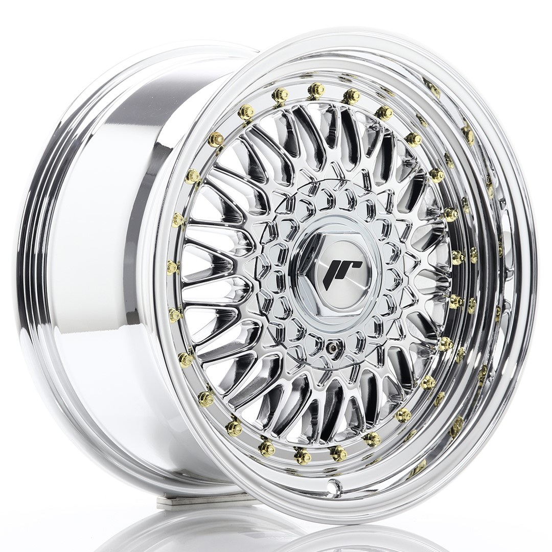 16" JR Wheels JR9 - Chrome - Gold Rivets - 2