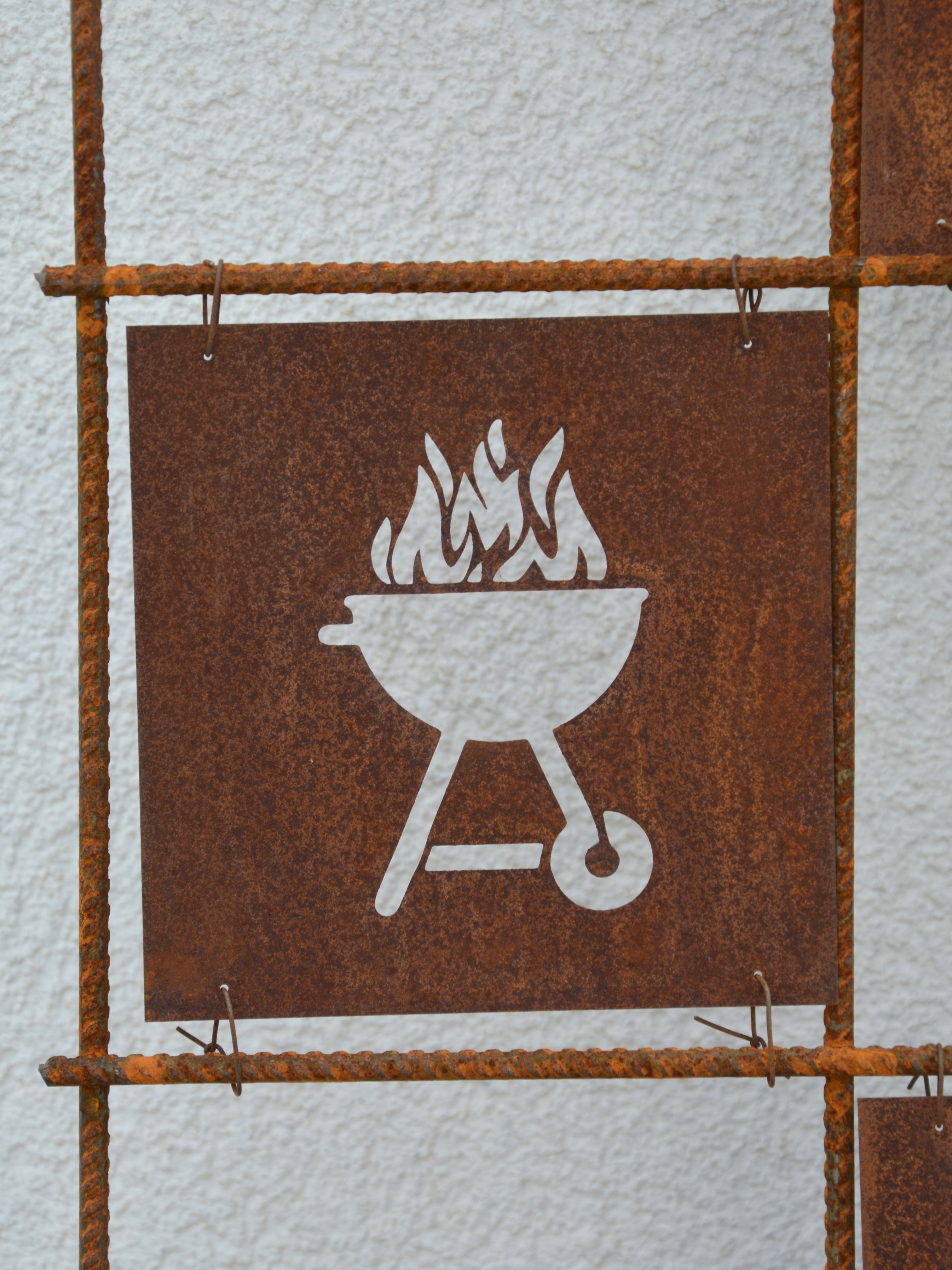 Rostig skylt till armeringsnät GRILL 14 cm