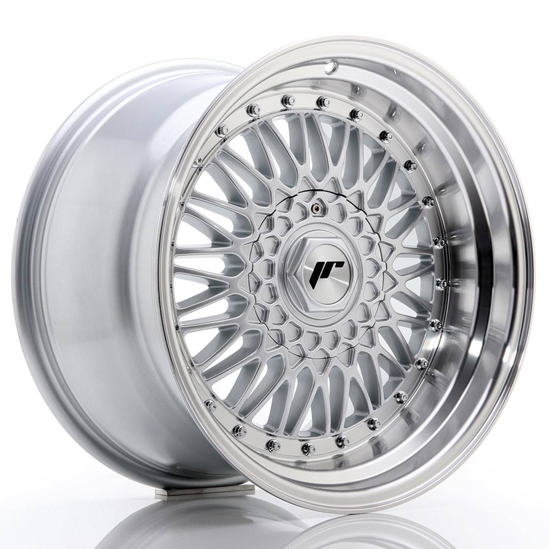 17" JR Wheels JR9 - Silver Machined Lip - Silver Rivets - 3