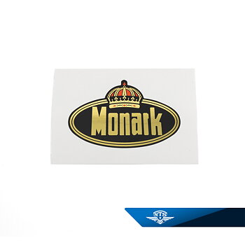 Mærkat Monarch sort/guld. Bredde 70 mm. Tank/ramme/bagskærm 27625-10