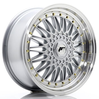 18" JR Wheels JR9 - Silver Machined Lip - Gold Rivets