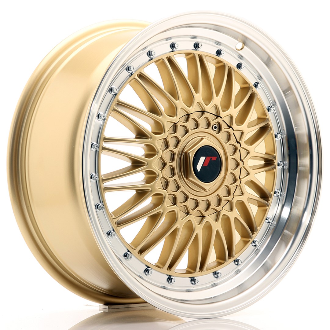 18" JR Wheels JR9 - Gold Machined Lip - Silver Rivets