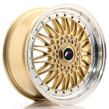 18" JR Wheels JR9 - Gold Machined Lip - Silver Rivets