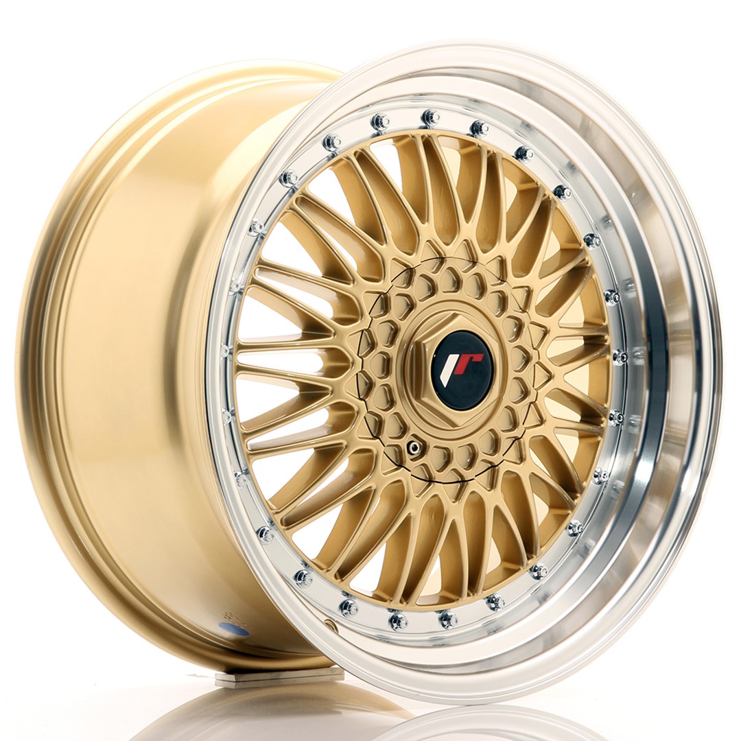 18" JR Wheels JR9 - Gold Machined Lip - Silver Rivets - 2