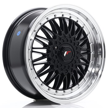 18" JR Wheels JR9 - Glossy Black Machined Lip - Silver Rivets