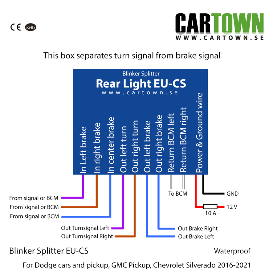 Blinker Splitter EU-CS Universal Vattentät - 3