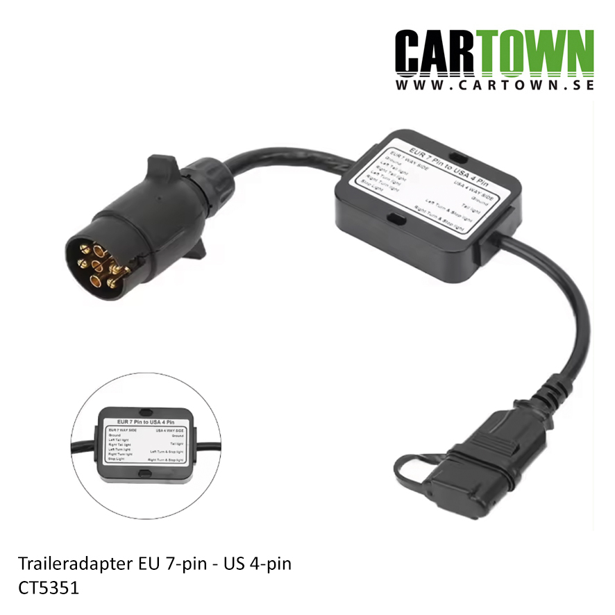 Trailersplitter Adapter Europa 7-pol till USA 4-pol