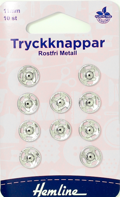 Tryckknappar 11mm Silver 10st