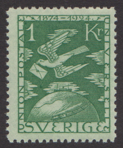 F 223, 1 kr Världspostföreningen 50 år **