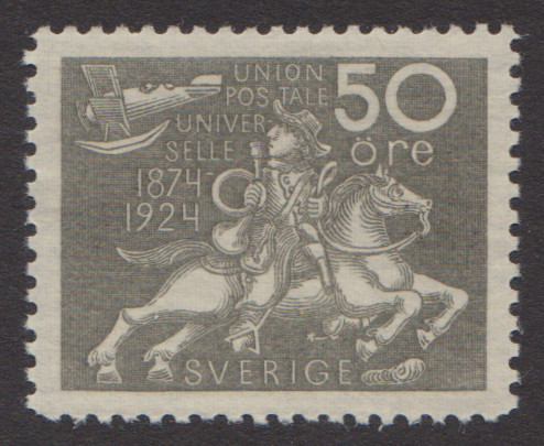 F 220, 50 öre Världspostföreningen 50 år prakt **