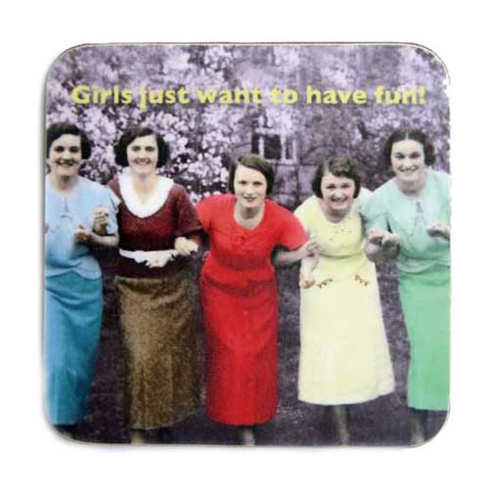 Photocaptions : Girls just want to have fun!- glasunderlägg i melamin