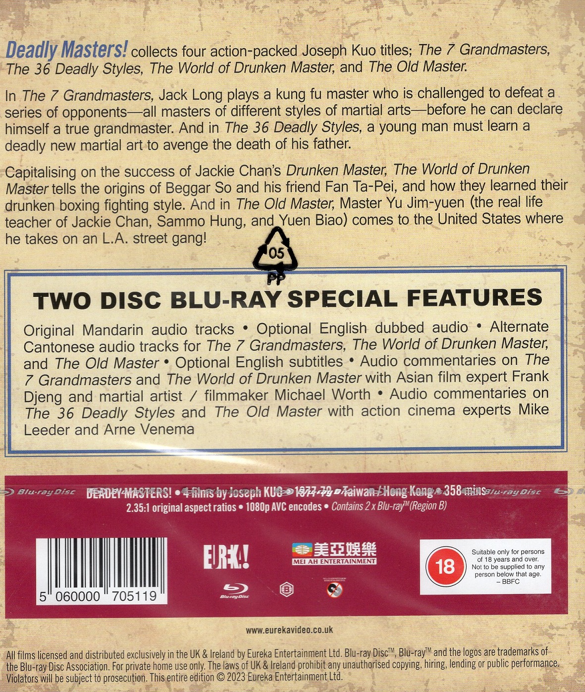 Deadly Masters - The 7 Grandmasters / The 36 Deadly Styles / The World Of Drunken Master / The Old M (ej svensk text) (Blu-ray) - 2