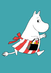 Mumin mini dubbelvikt kort - Stripy apron