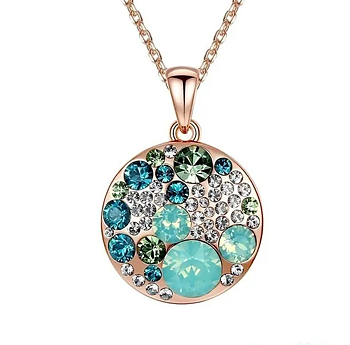 Halsband med Cubic Zircona och i 18 K Guldplätering -Grön