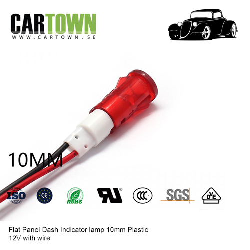 Indikeringslampa 10mm plast flat head - 3
