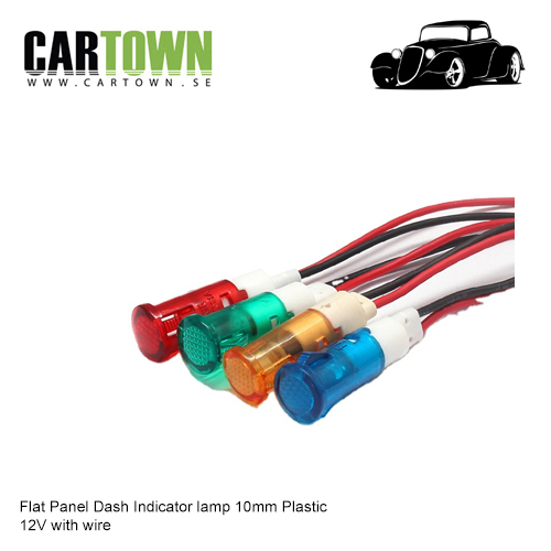 Indikeringslampa 10mm plast flat head