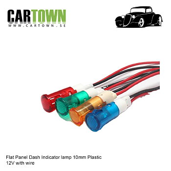 Indikeringslampa 10mm plast flat head