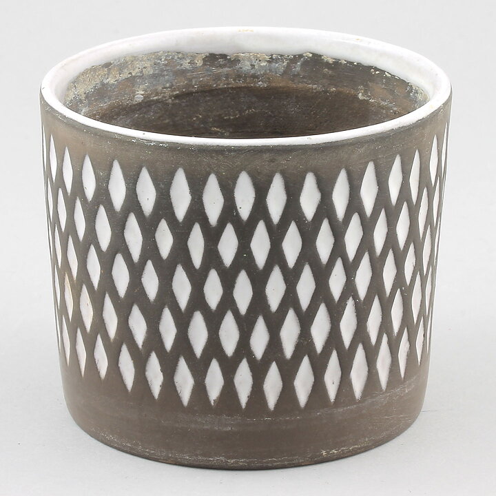 Ingrid Atterberg (Pepita 1954) Flower Pot with White Diamonds Pattern 9 cm