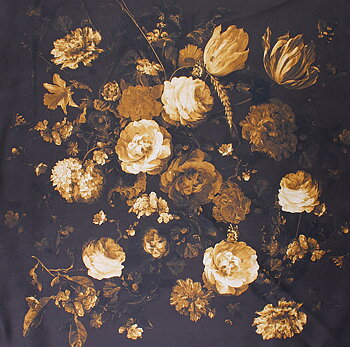 Roses brown ton i ton, sidenscarf från Amanda Christensen, 90 x 90 cm Se priset!