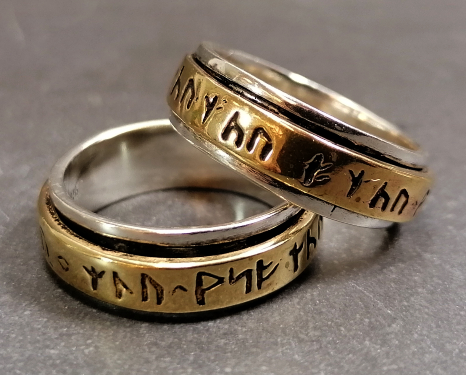 Spinnring - Runor - Silver/Brons