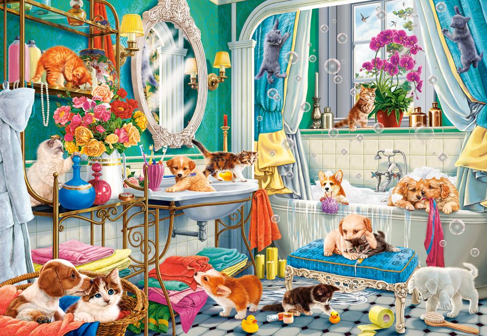 Crazy Pet Bath, 1500-bitarspussel (C-152094)