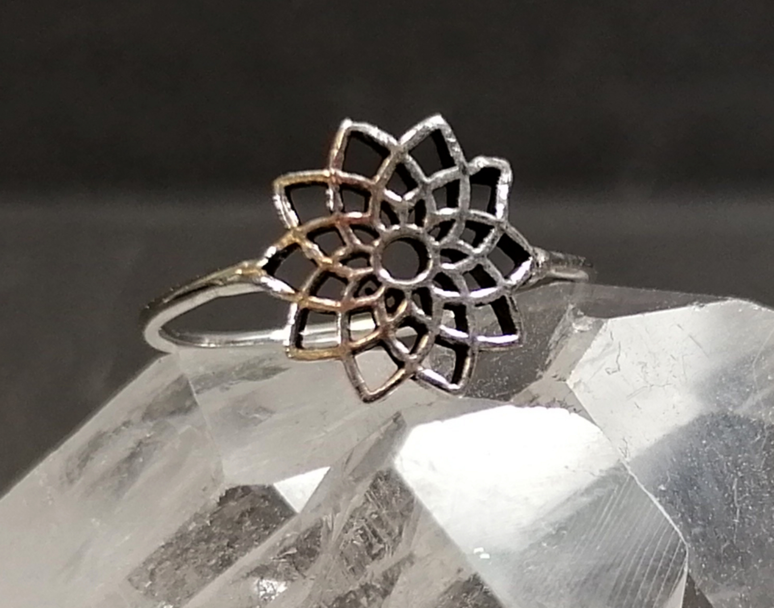 Tunn Silverring - Mandala Blomma - 2