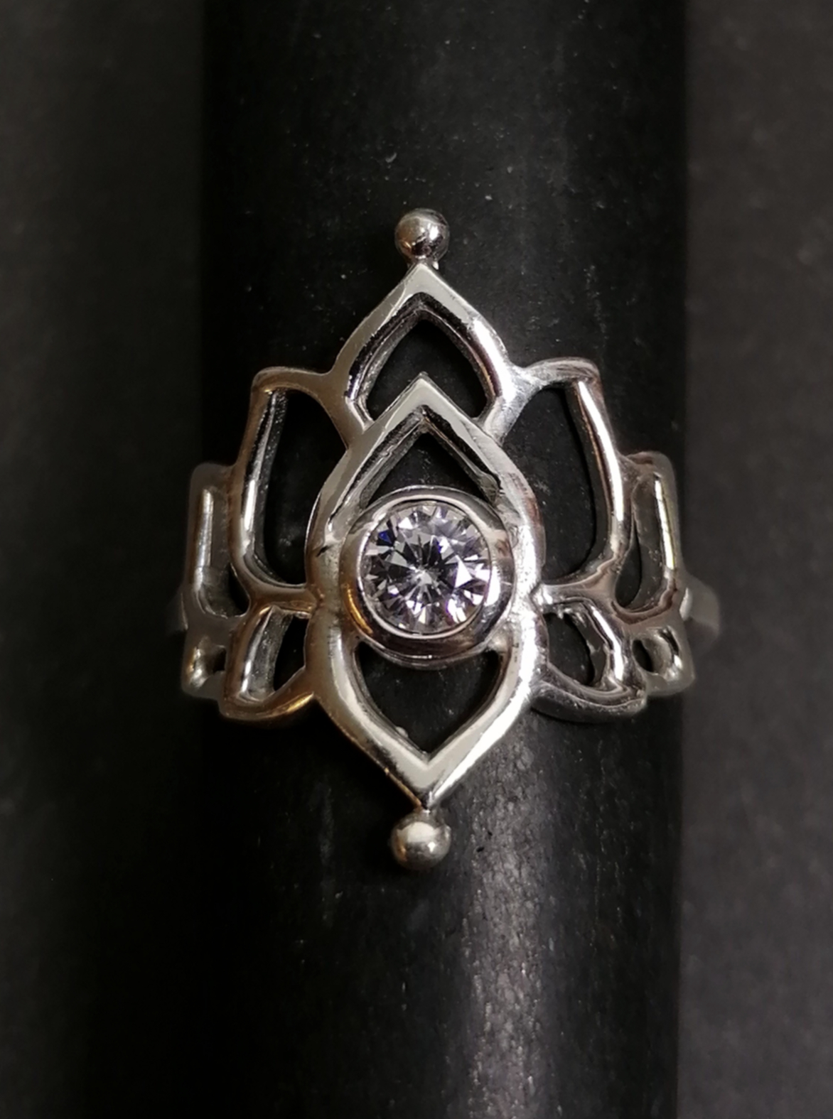 Silverring Lotus med Sten - 12