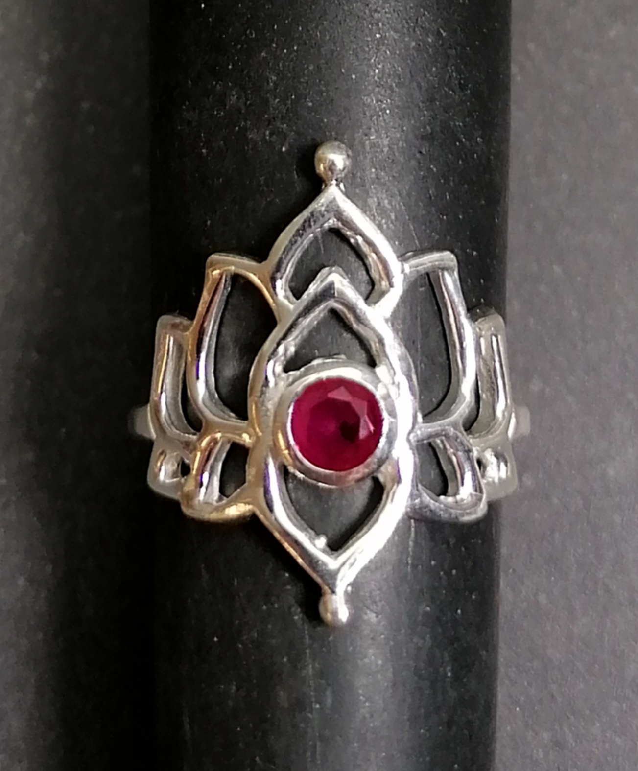 Silverring Lotus med Sten - 9