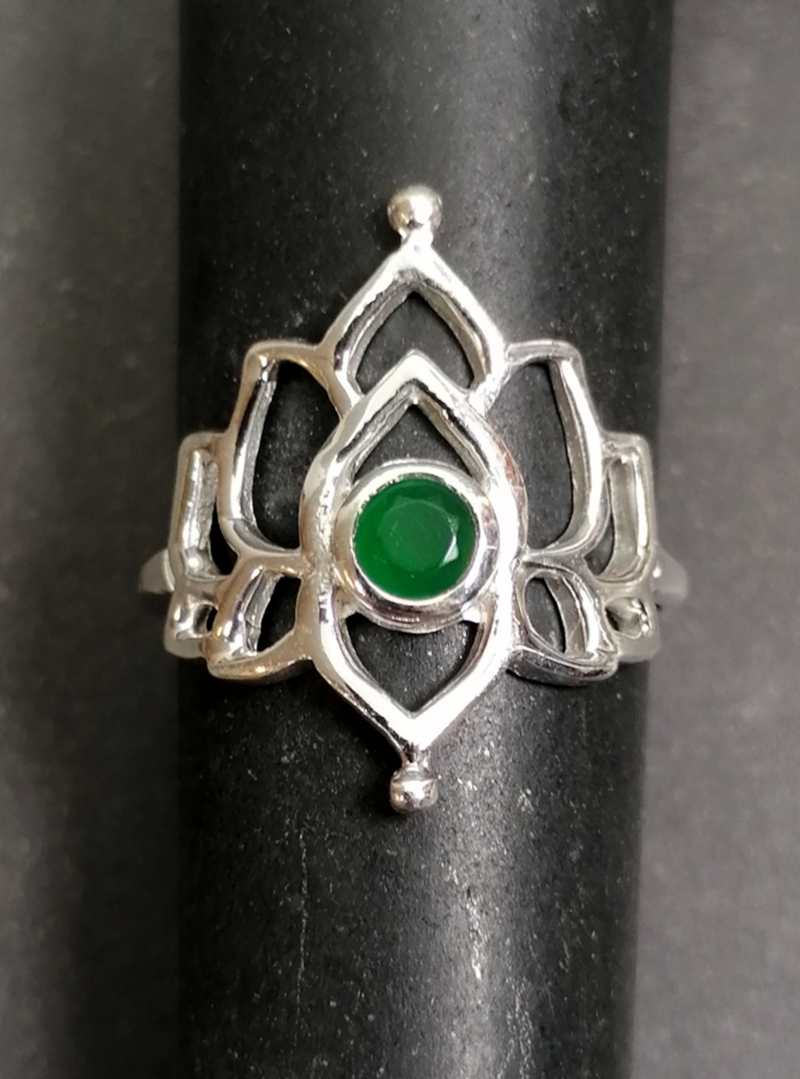 Silverring Lotus med Sten - 5