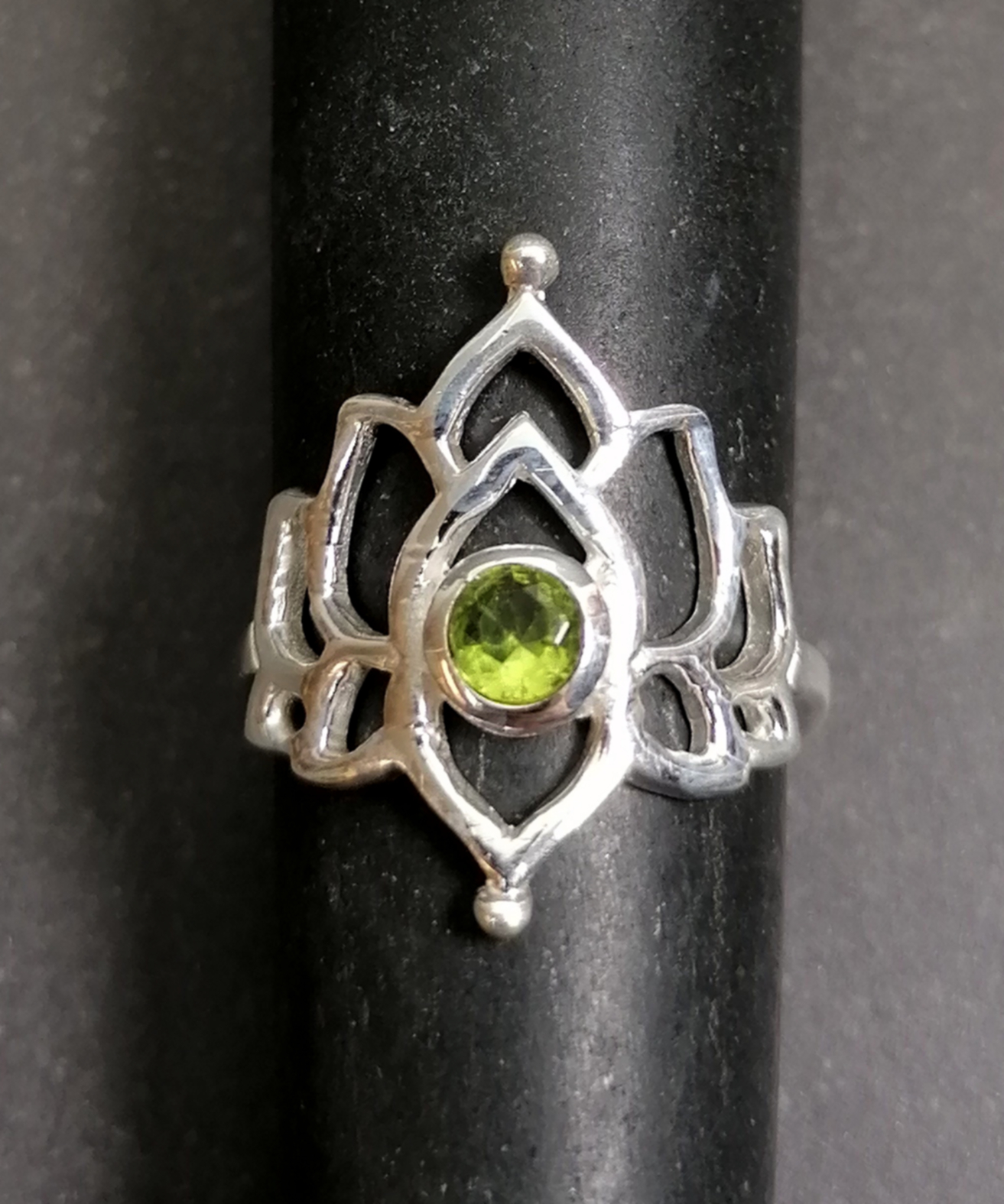 Silverring Lotus med Sten - 7